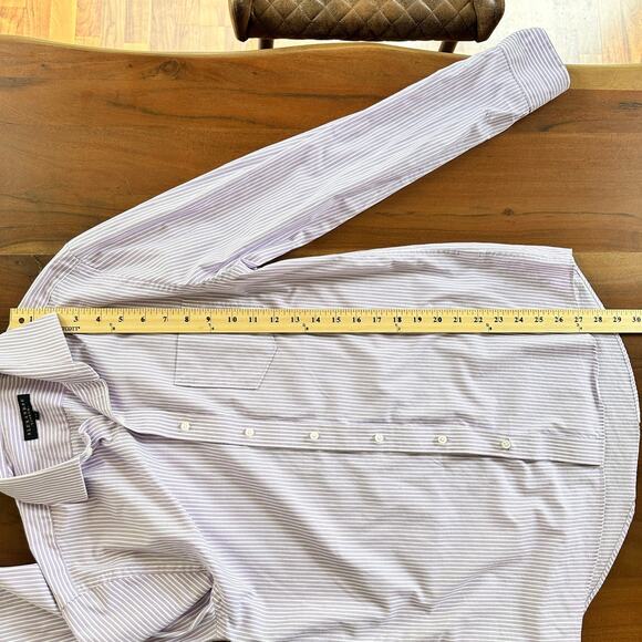 Alexandre of London Mens Size 15 Lilac Striped Long Sleeve Button Up Shirt - Picture 6 of 10